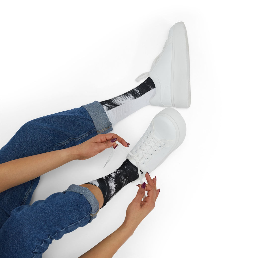 Black Palm Tree Sublimation Socks -Effortlessly Elegant