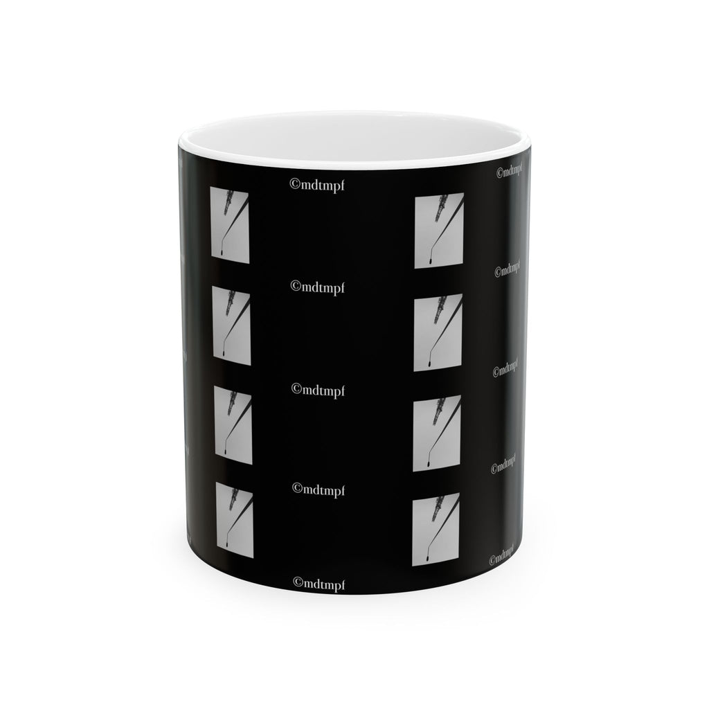 Black Minimalist Clock Grid Ceramic Mug  'mdtmpf' Pattern (11oz, 15oz)