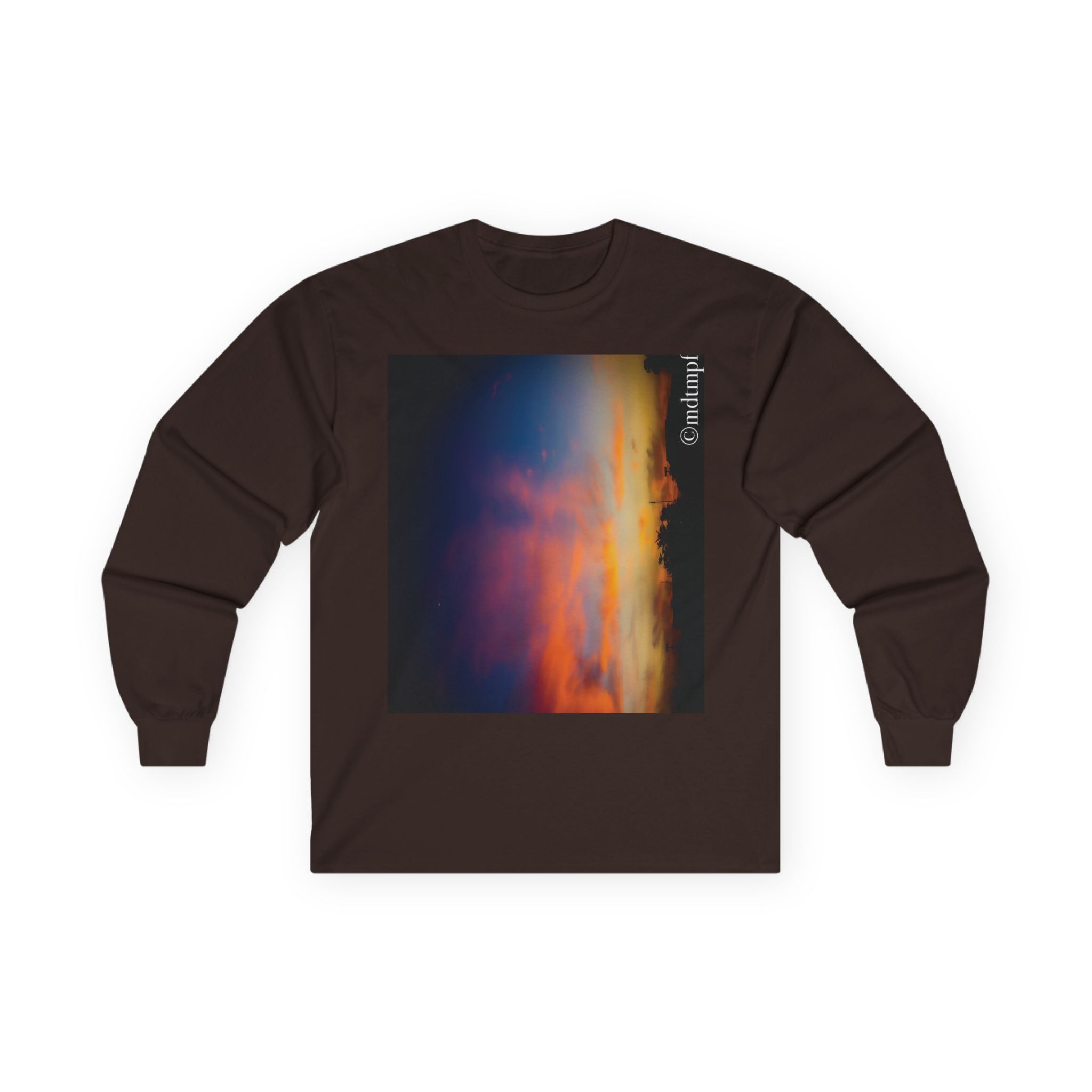 Long Sleeve Tee- Sunset Photo with 'The quality of mercy...' Quote