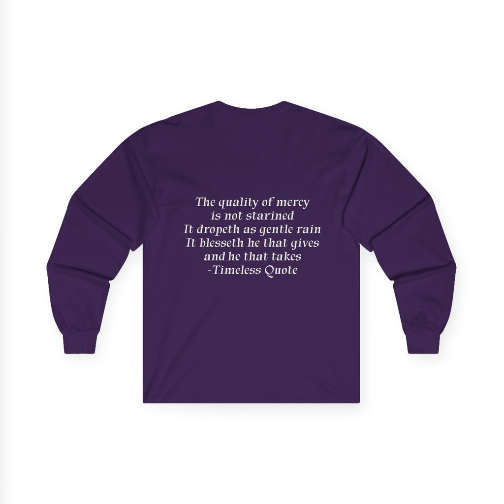 Long Sleeve Tee- Sunset Photo with 'The quality of mercy...' Quote