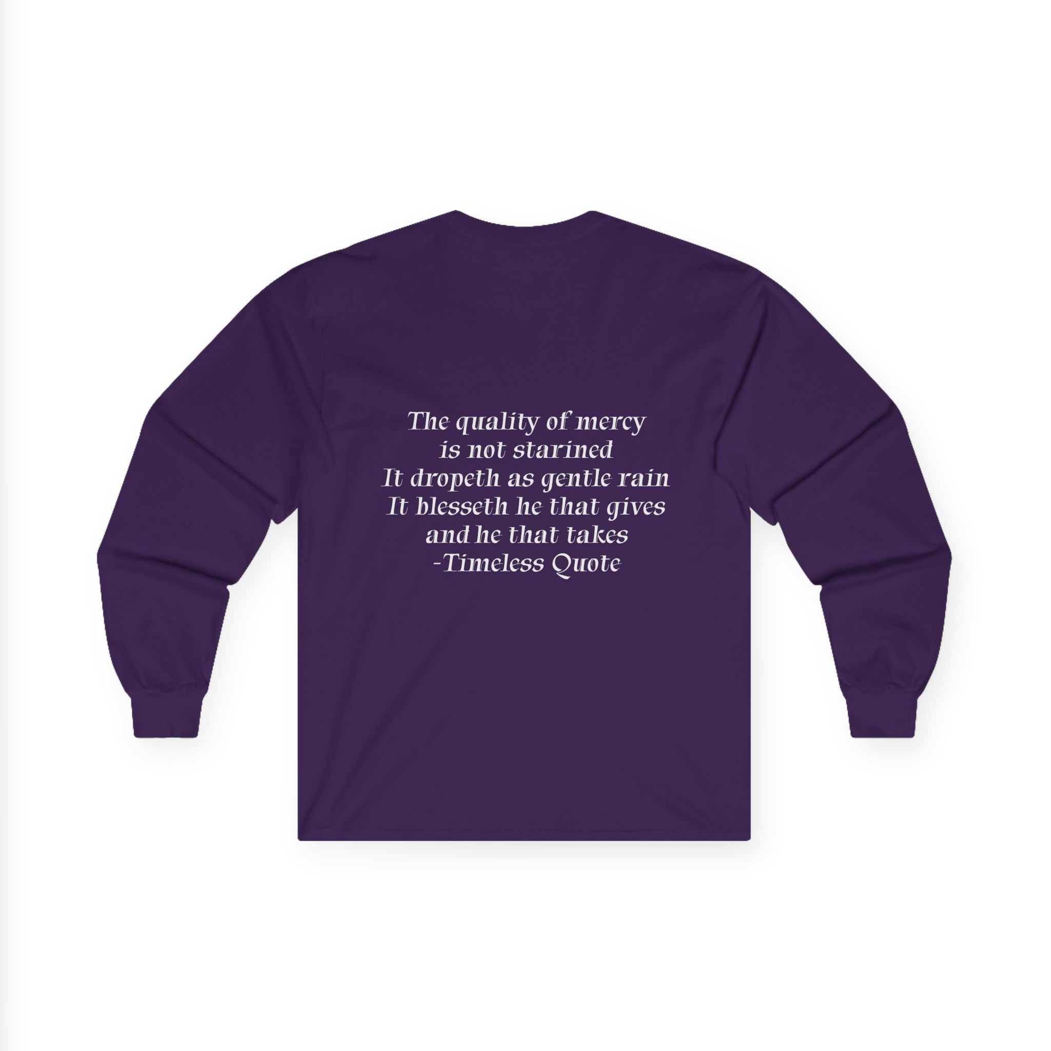 Long Sleeve Tee- Sunset Photo with 'The quality of mercy...' Quote