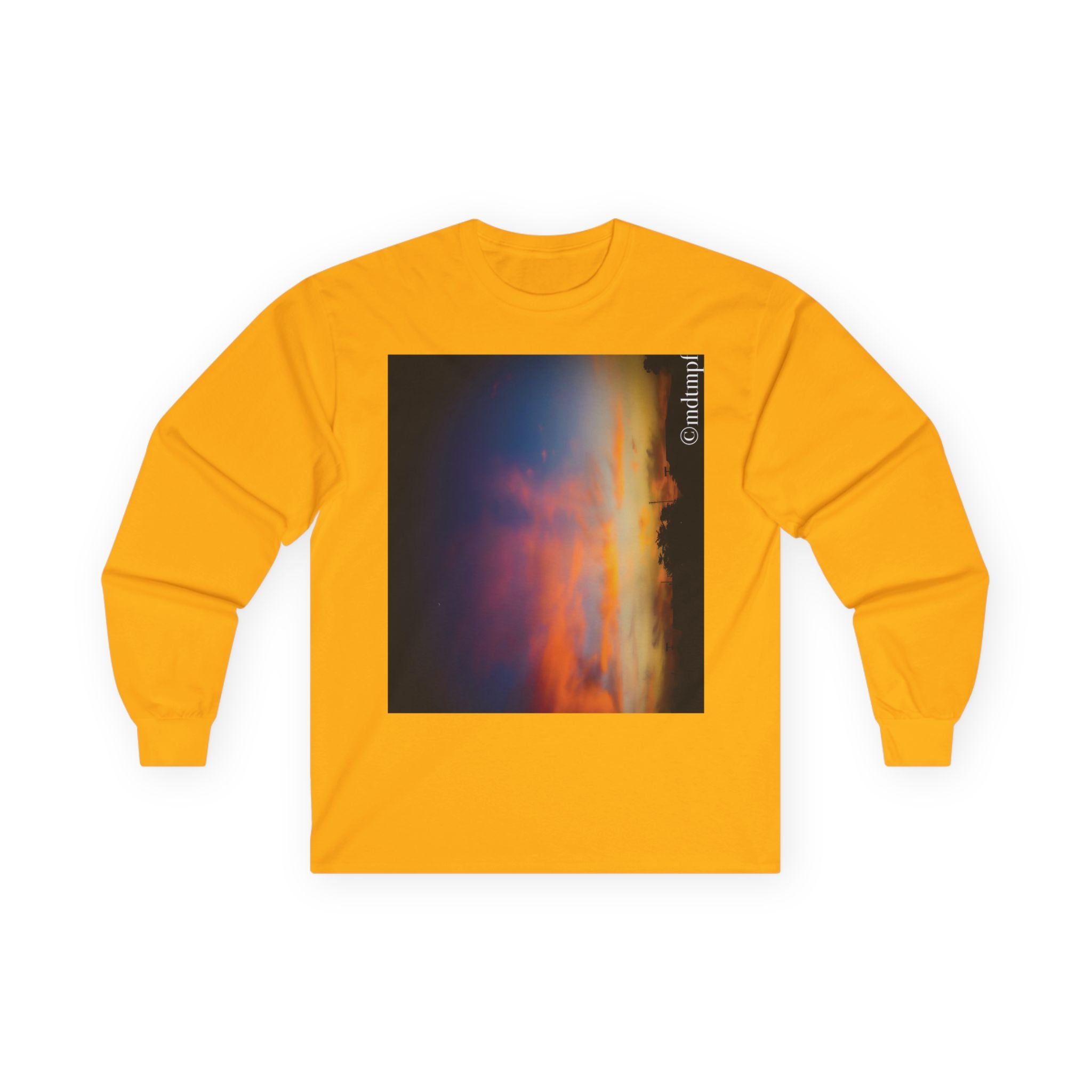 Long Sleeve Tee- Sunset Photo with 'The quality of mercy...' Quote