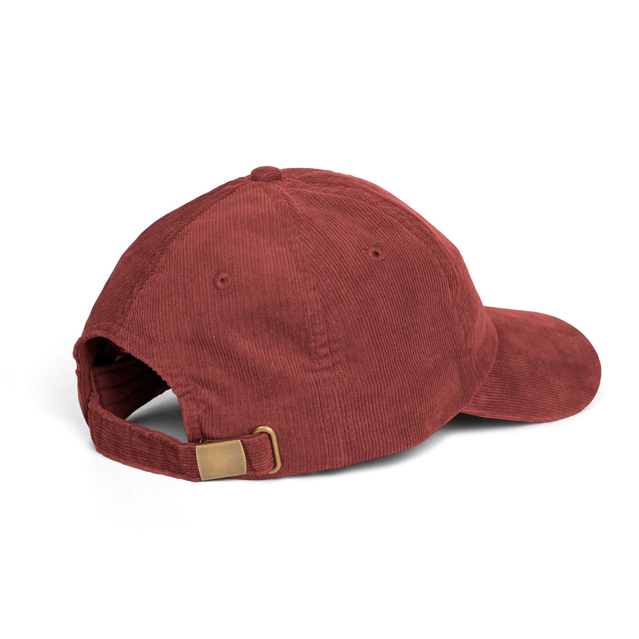 Corduroy Embroidered Cap - Vintage Rust Dad Hat with Poetic Yellow Text