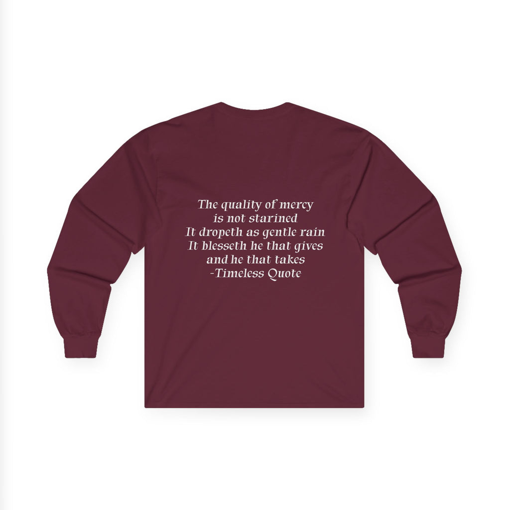 Long Sleeve Tee- Sunset Photo with 'The quality of mercy...' Quote