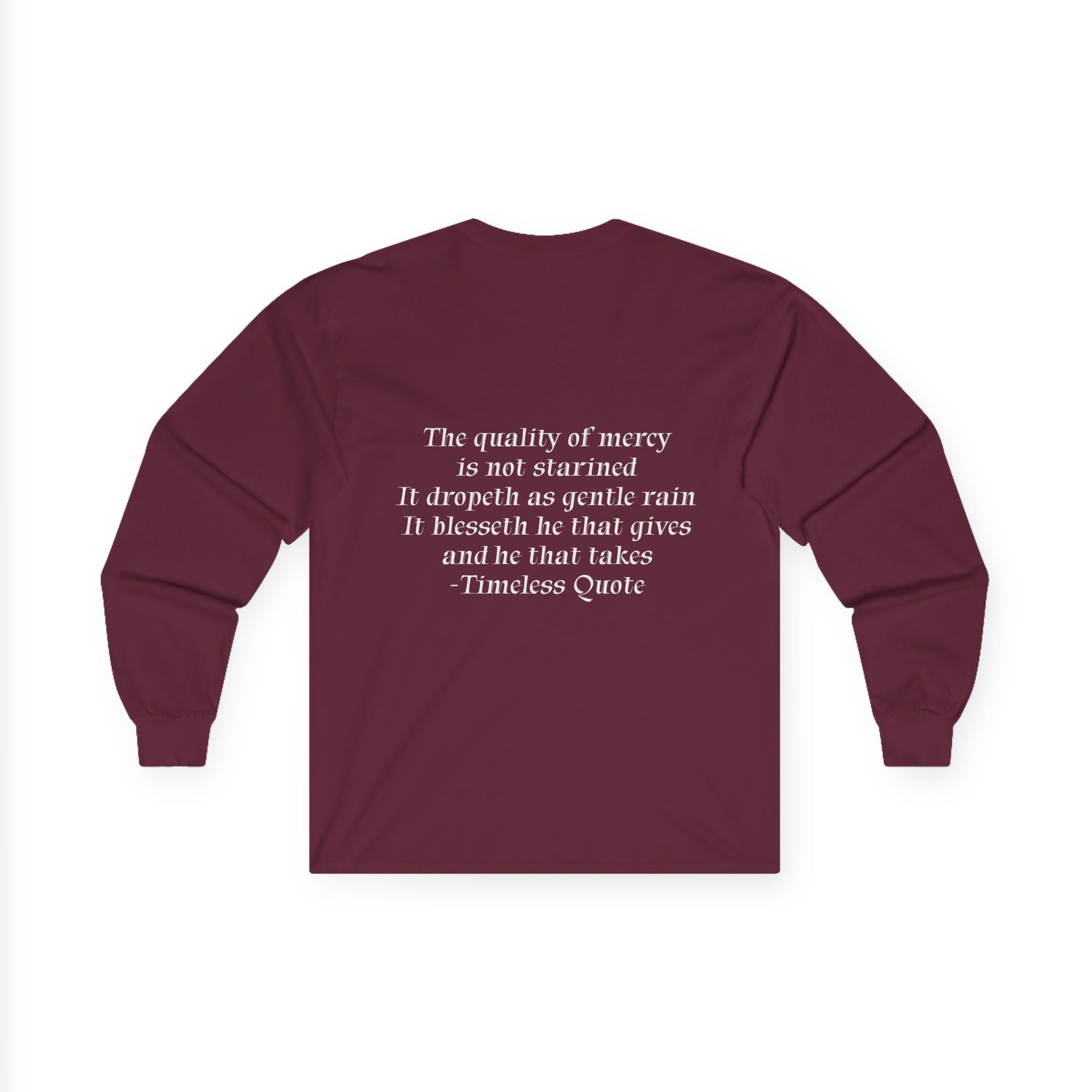 Long Sleeve Tee- Sunset Photo with 'The quality of mercy...' Quote