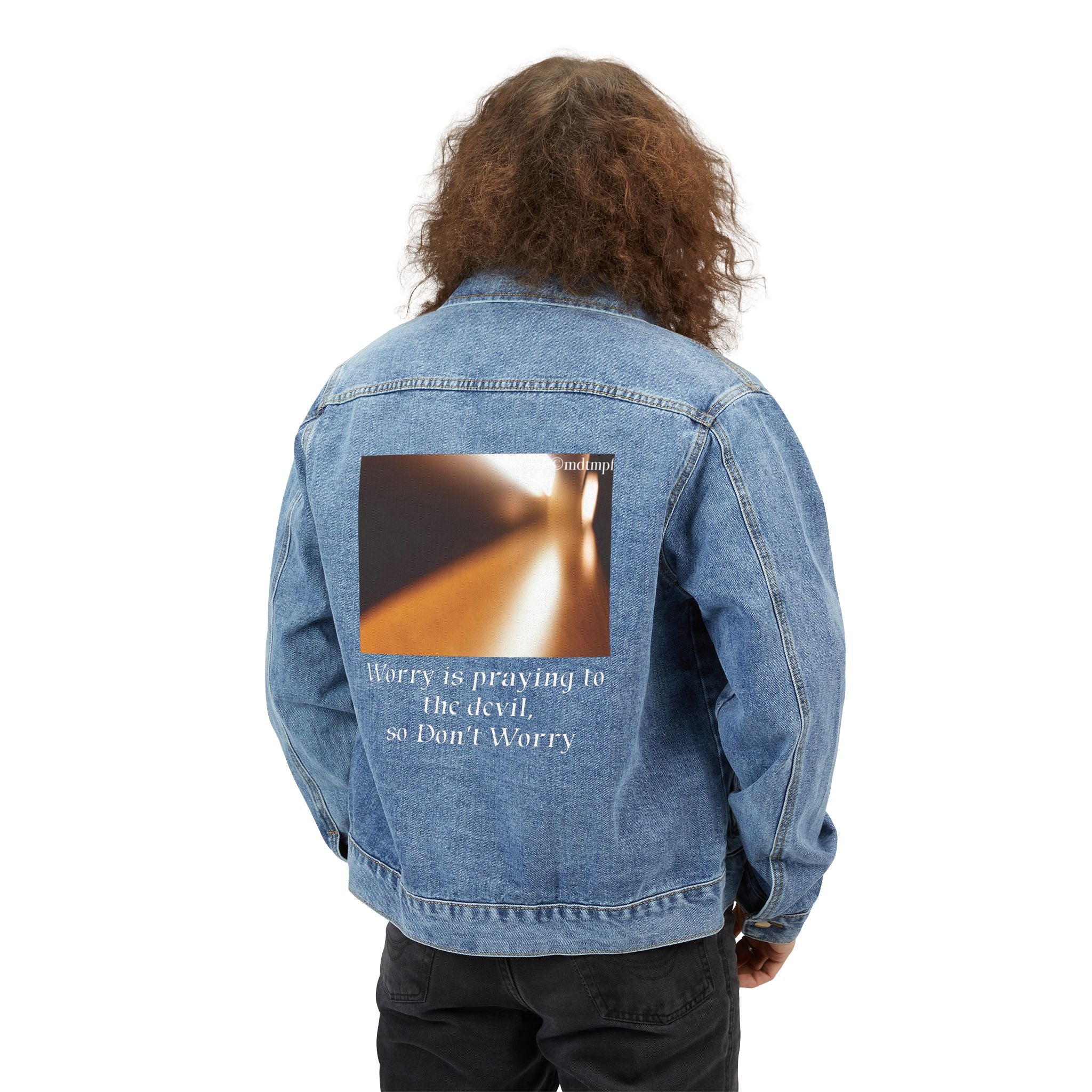 Don't worry quote-Men's Denim Jacket