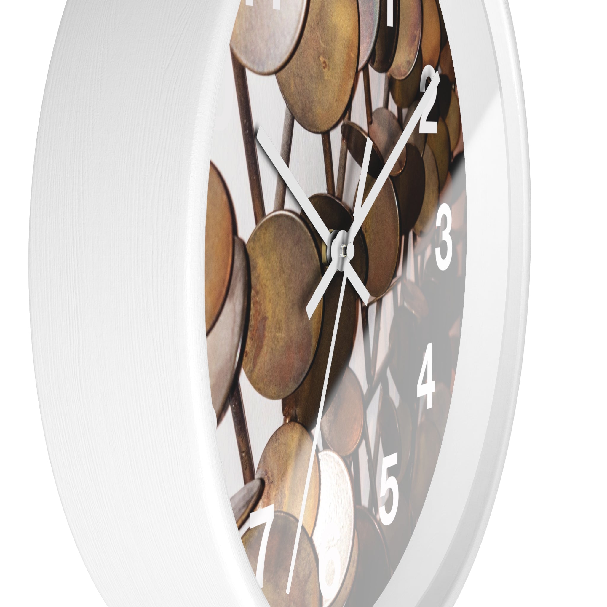 Mid-Century Metal Sculpture Wall Clock with Vintage Brass Disc Art Timepiece