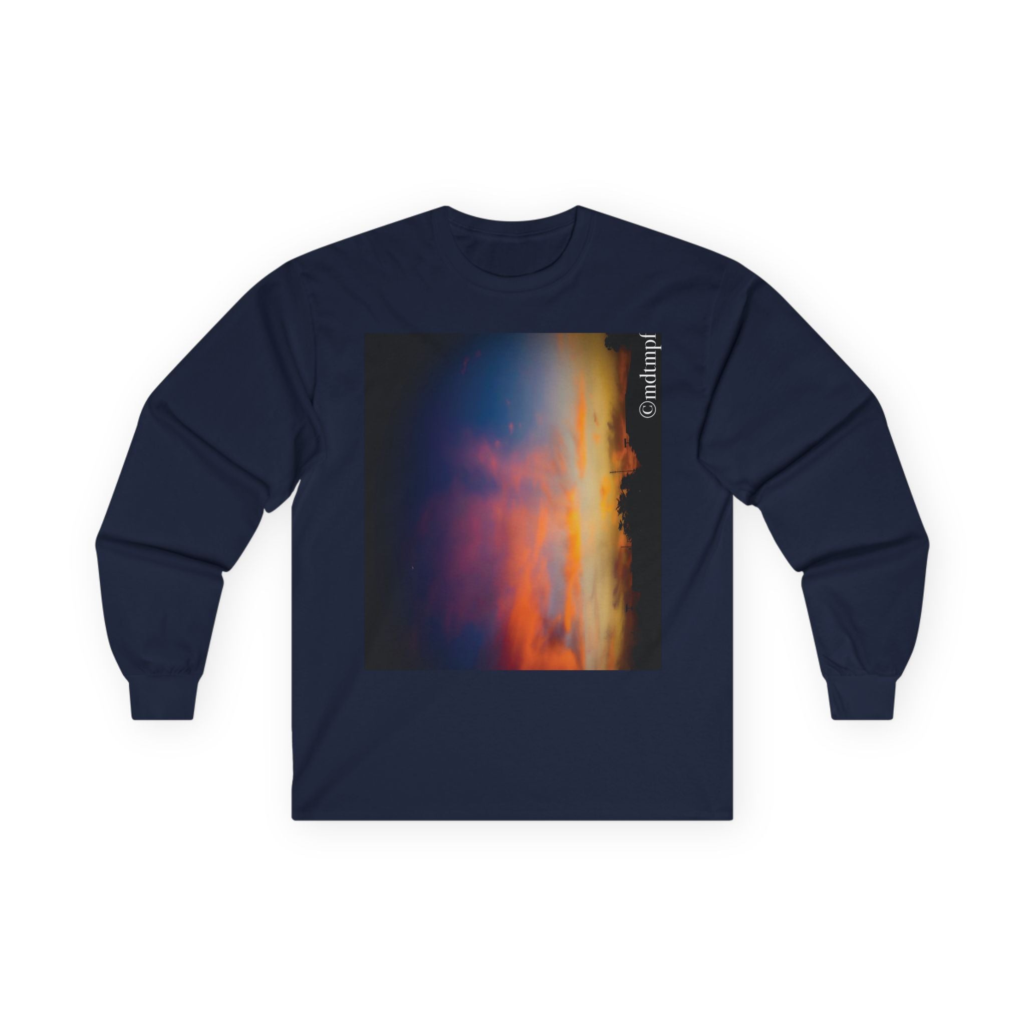 Long Sleeve Tee- Sunset Photo with 'The quality of mercy...' Quote