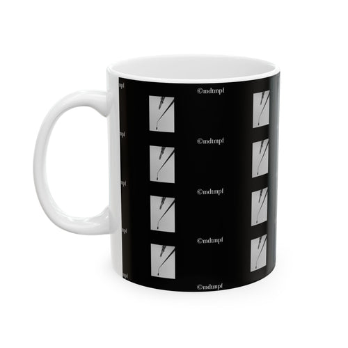 Black Minimalist Clock Grid Ceramic Mug  'mdtmpf' Pattern (11oz, 15oz)