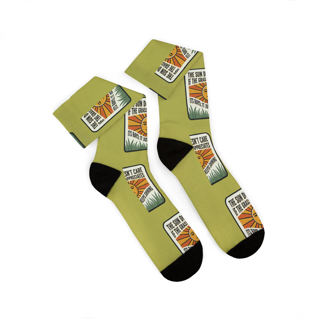 Adventure Patch Sublimation Socks  "The Sun Shines No Matter What's Happening" Vintage Camping Socks