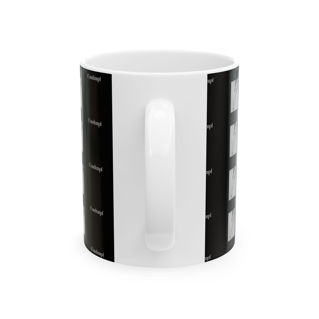 Black Minimalist Clock Grid Ceramic Mug  'mdtmpf' Pattern (11oz, 15oz)