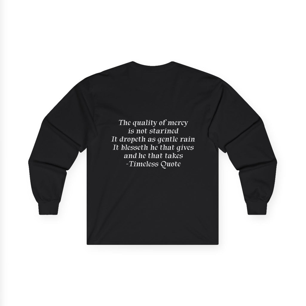 Long Sleeve Tee- Sunset Photo with 'The quality of mercy...' Quote