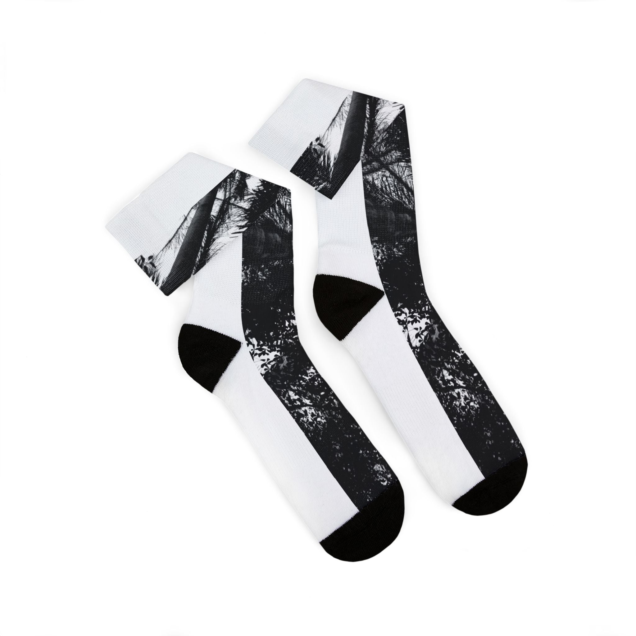 Black Palm Tree Sublimation Socks -Effortlessly Elegant