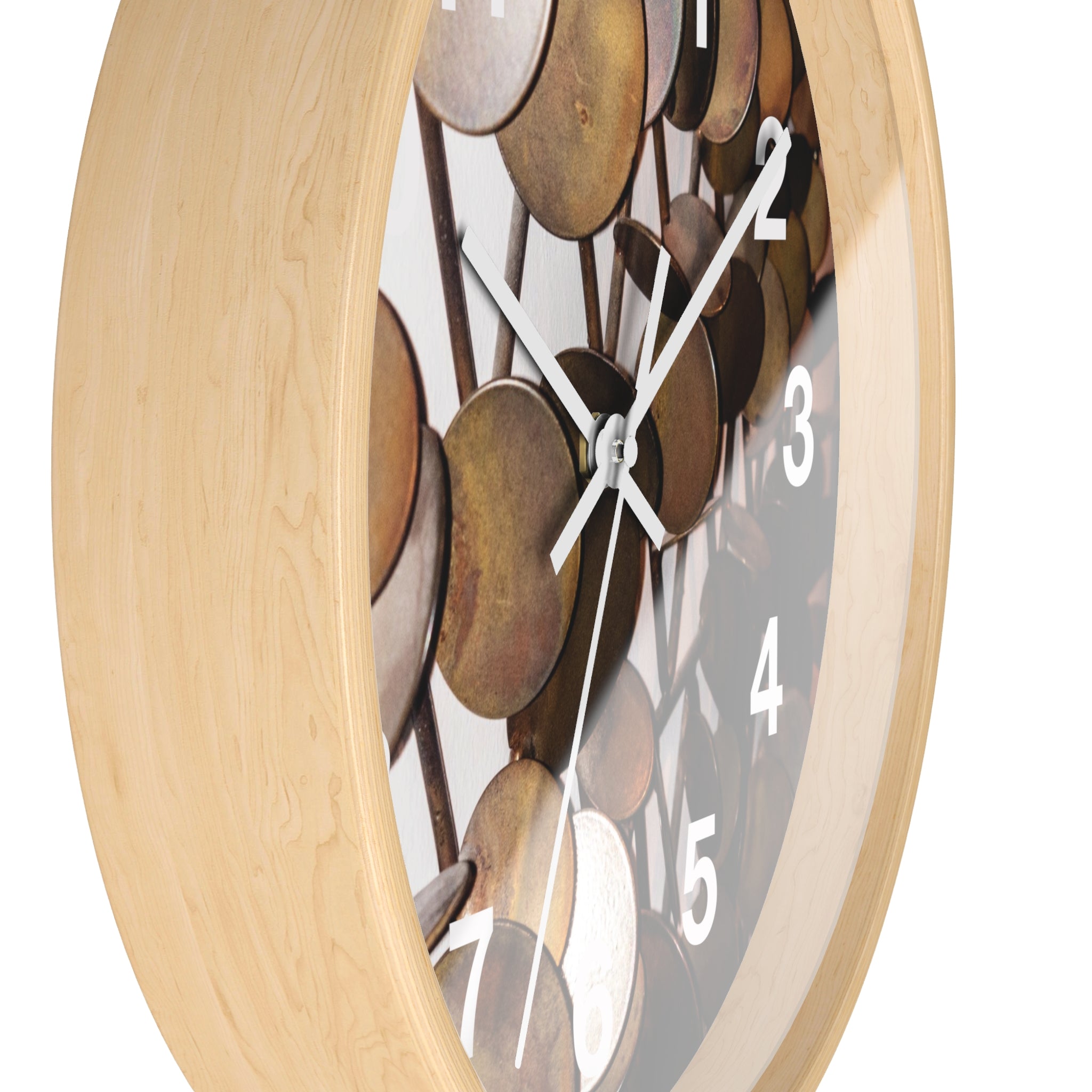 Mid-Century Metal Sculpture Wall Clock with Vintage Brass Disc Art Timepiece