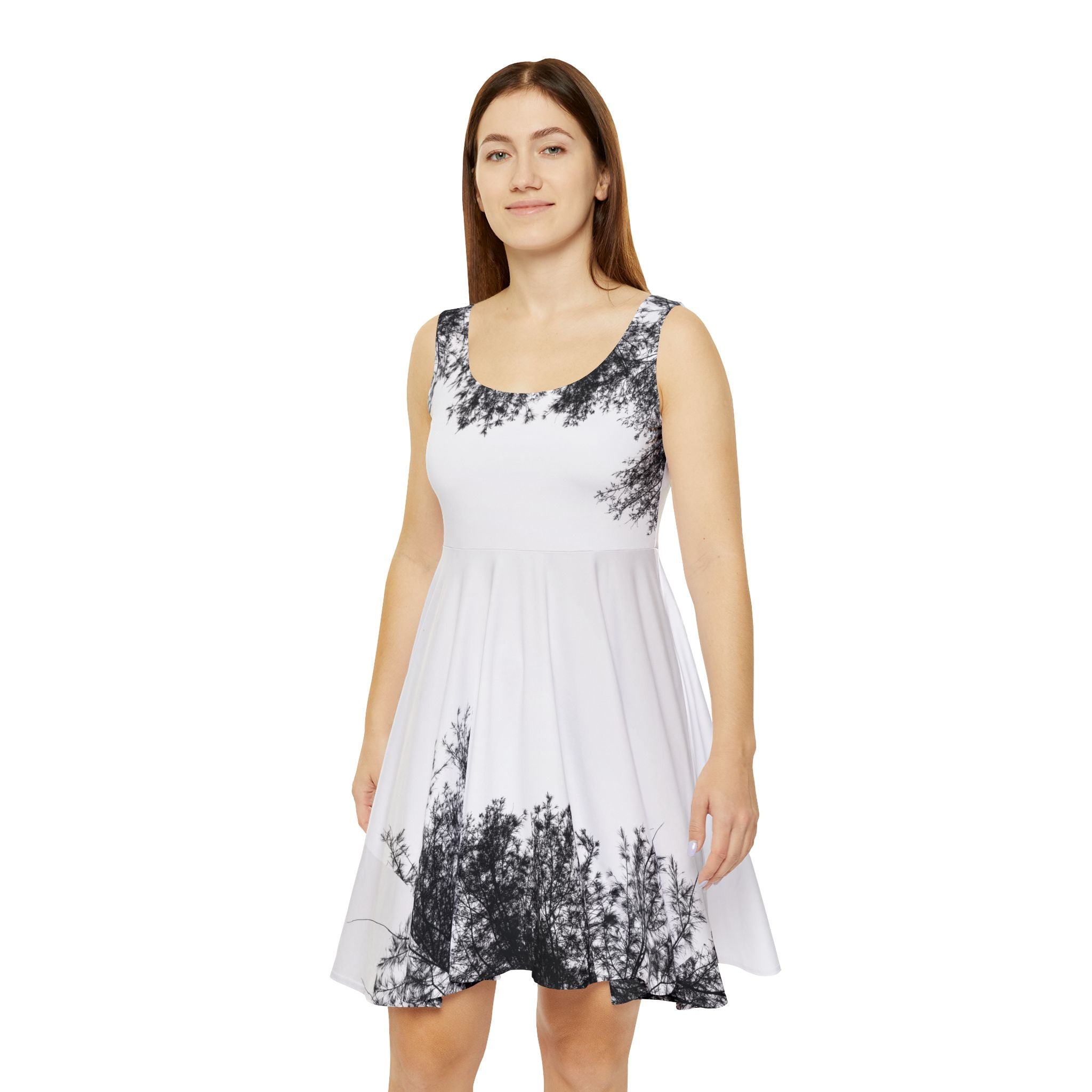 Black & White Tree Silhouette Skater Dress