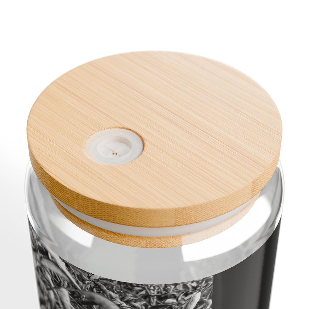 16oz Glass Sipper with Black & White Grass Photo Wrap