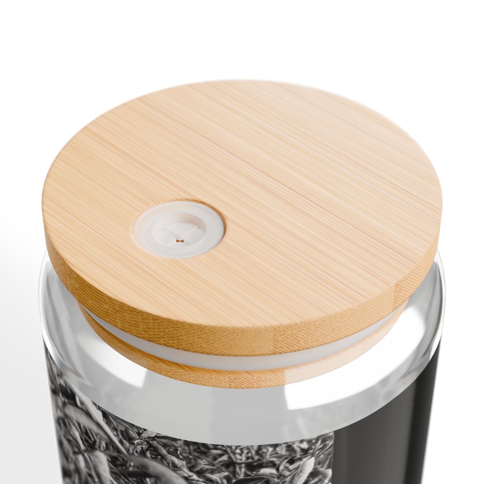 16oz Glass Sipper with Black & White Grass Photo Wrap