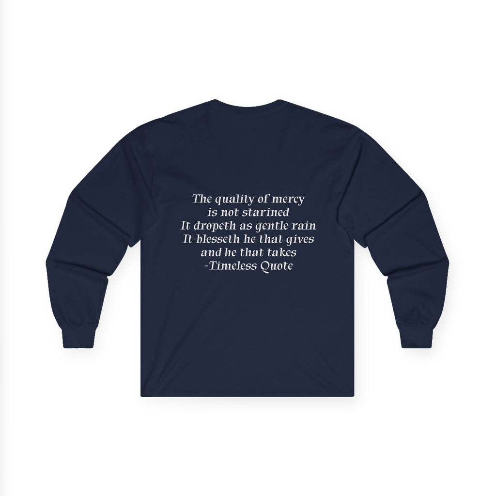 Long Sleeve Tee- Sunset Photo with 'The quality of mercy...' Quote