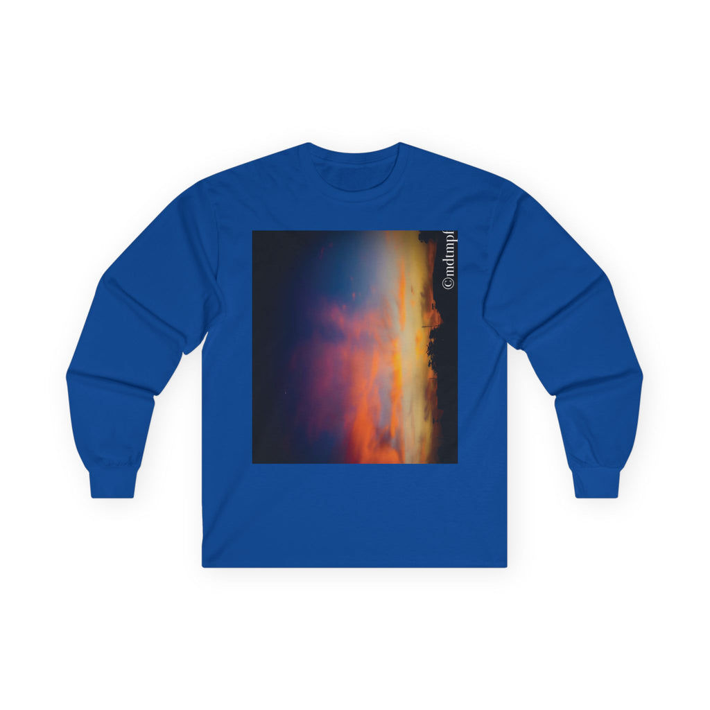 Long Sleeve Tee- Sunset Photo with 'The quality of mercy...' Quote