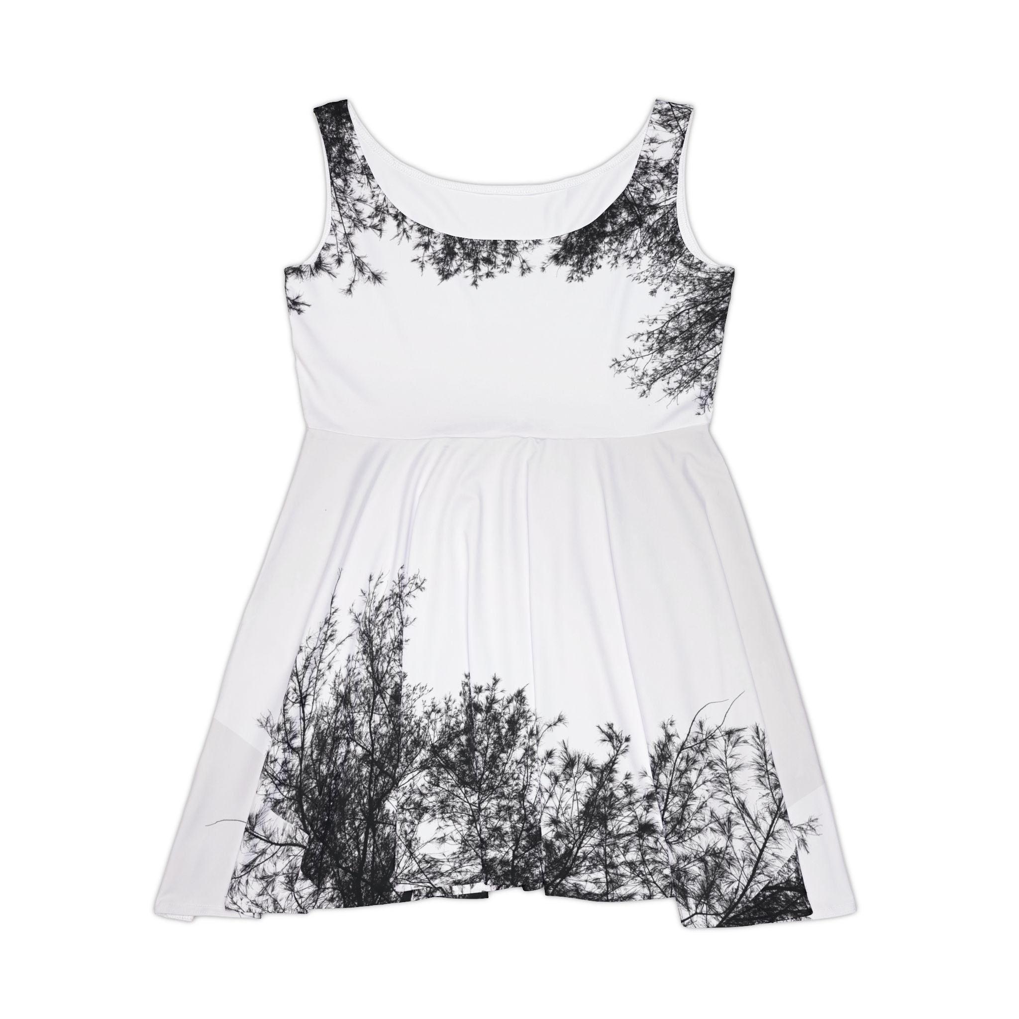 Black & White Tree Silhouette Skater Dress