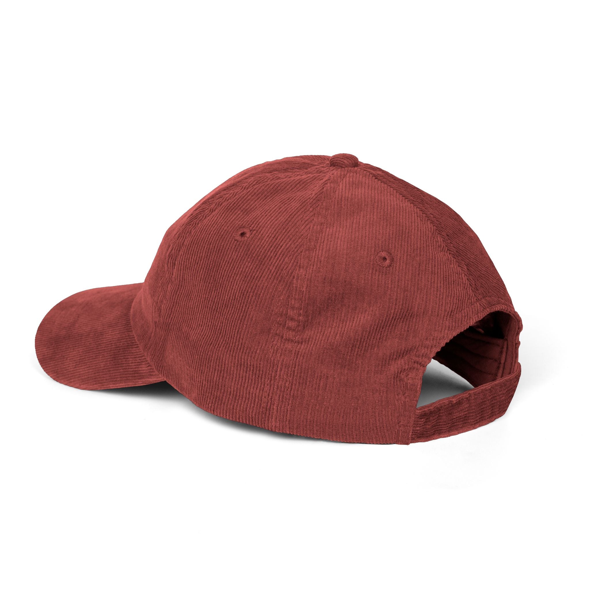Corduroy Embroidered Cap - Vintage Rust Dad Hat with Poetic Yellow Text