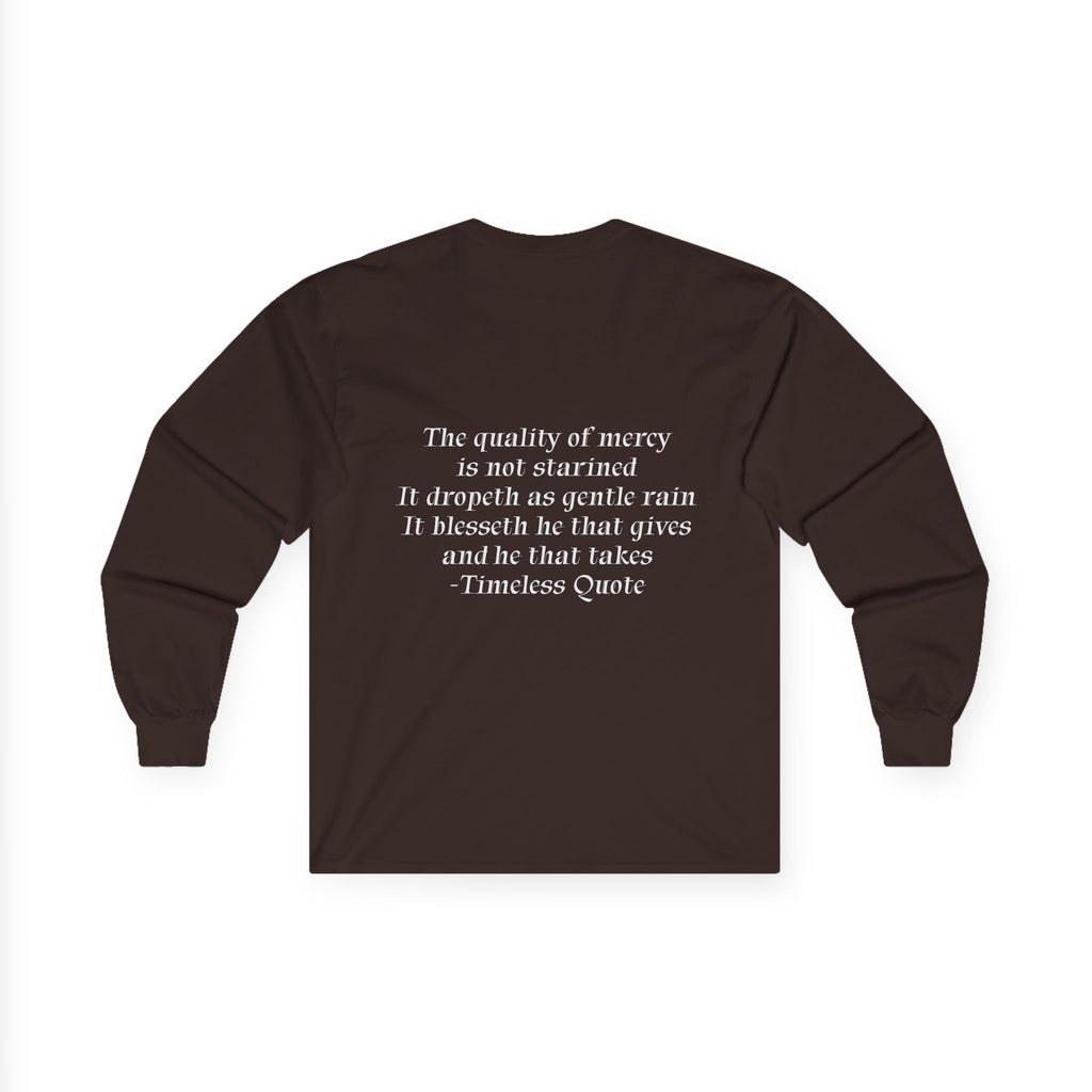 Long Sleeve Tee- Sunset Photo with 'The quality of mercy...' Quote