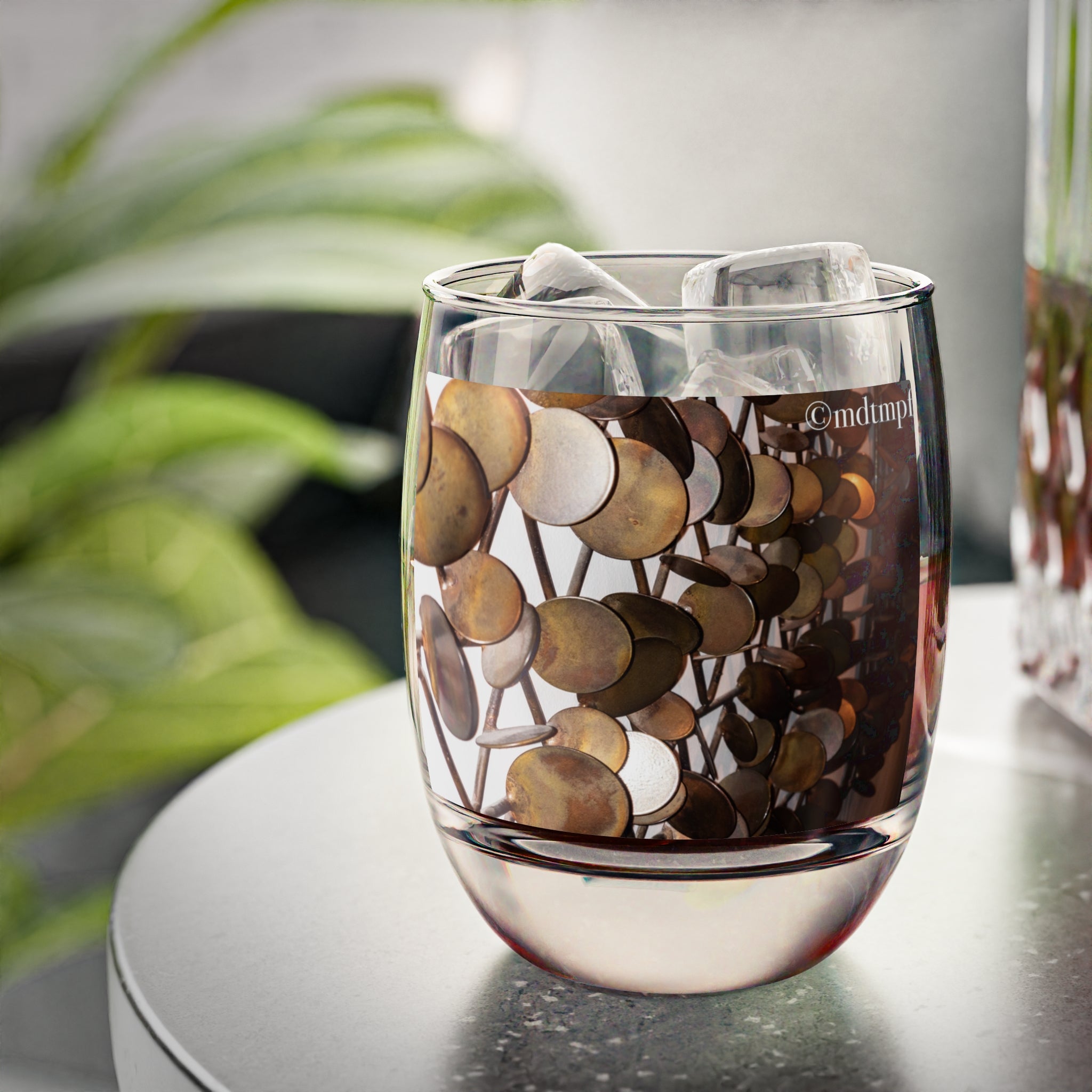 Whiskey Glass with Midcentury Brass Sculpture Print