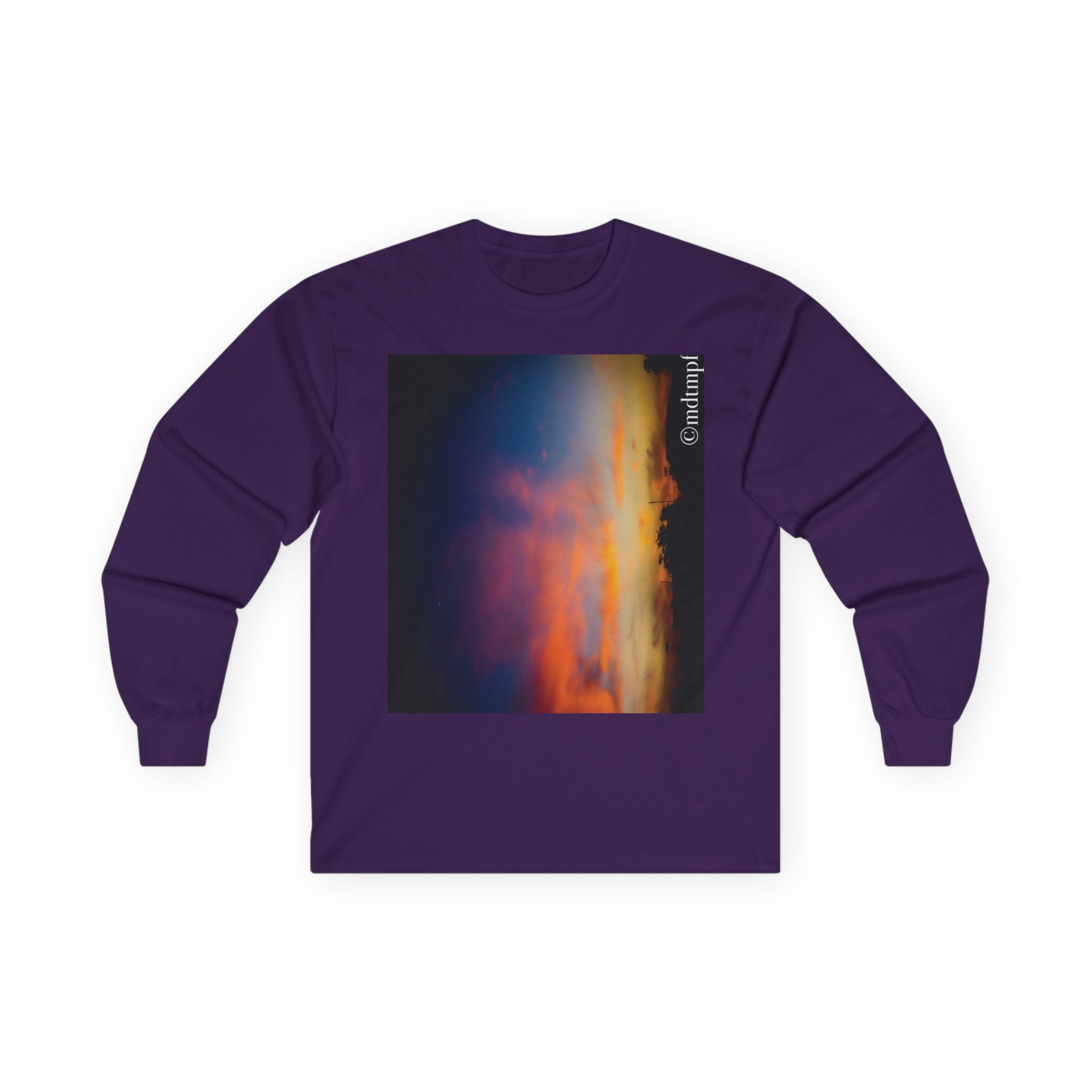 Long Sleeve Tee- Sunset Photo with 'The quality of mercy...' Quote
