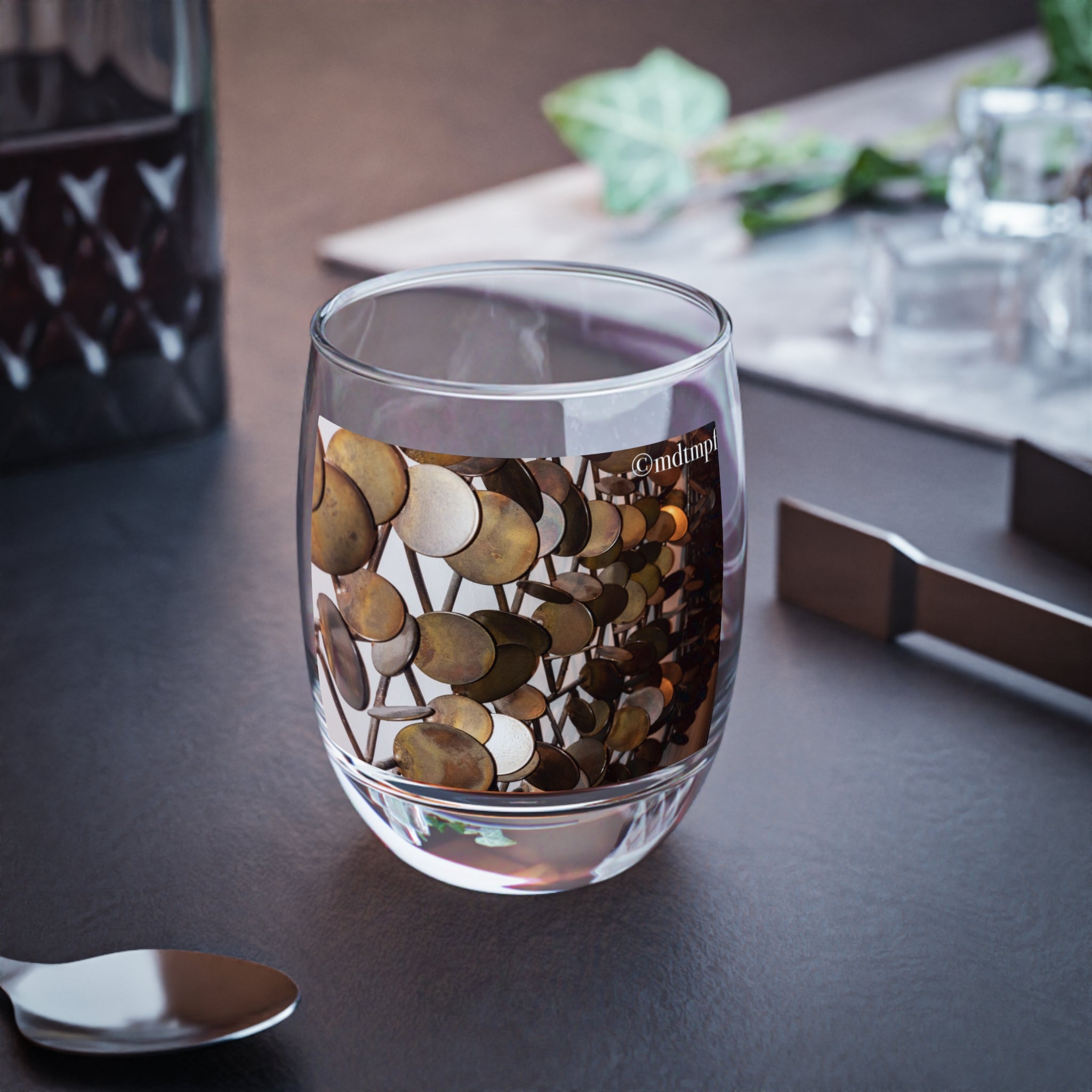 Whiskey Glass with Midcentury Brass Sculpture Print