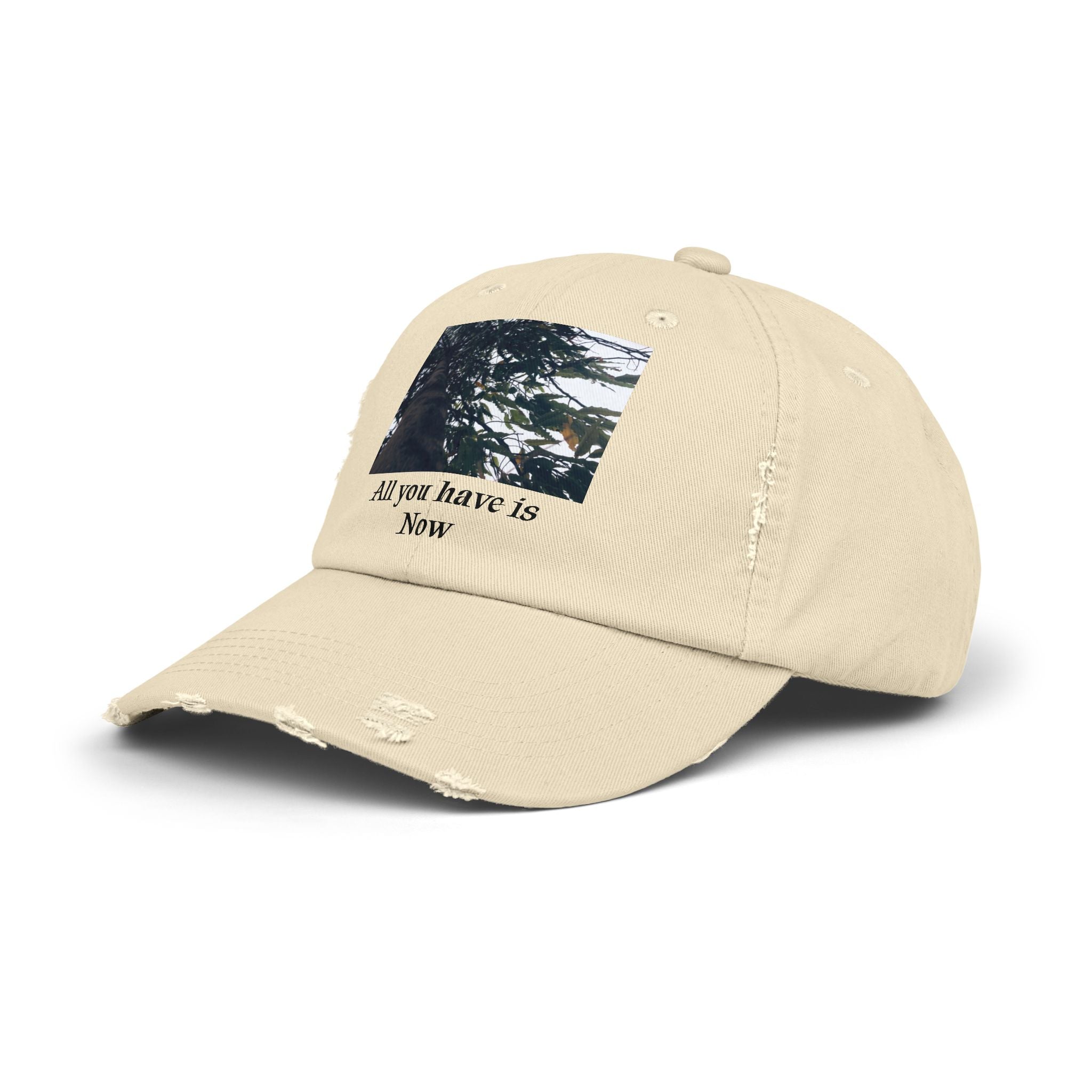 Distressed Cap  'All You Have Is Now' with Tree Design