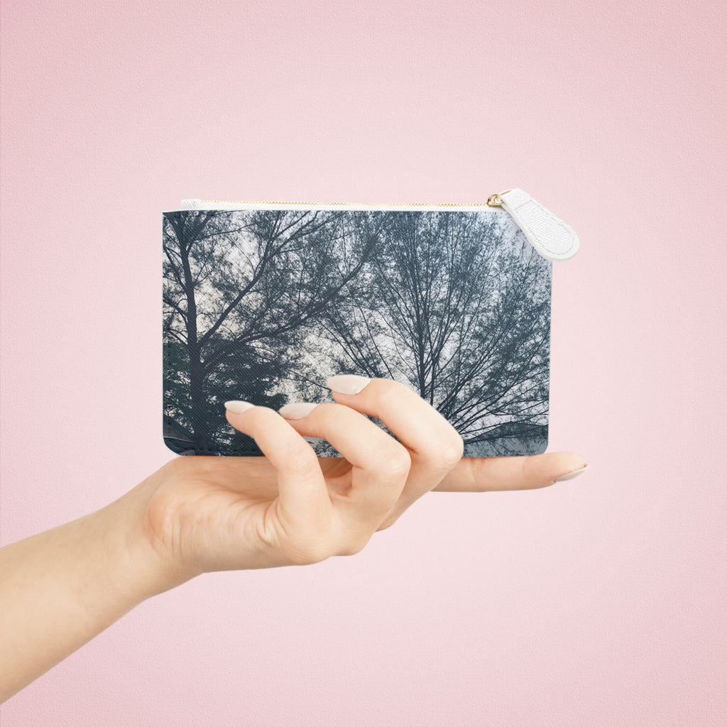 Mini Clutch Bag with Scenic Tree & Car Photo Wristlet | Personalized Travel Pouch for Everyday Essentials