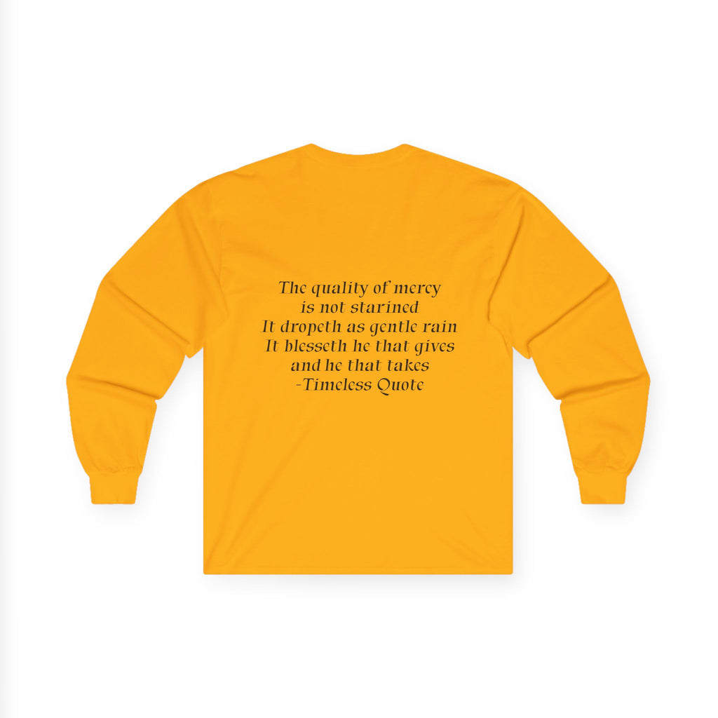 Long Sleeve Tee- Sunset Photo with 'The quality of mercy...' Quote