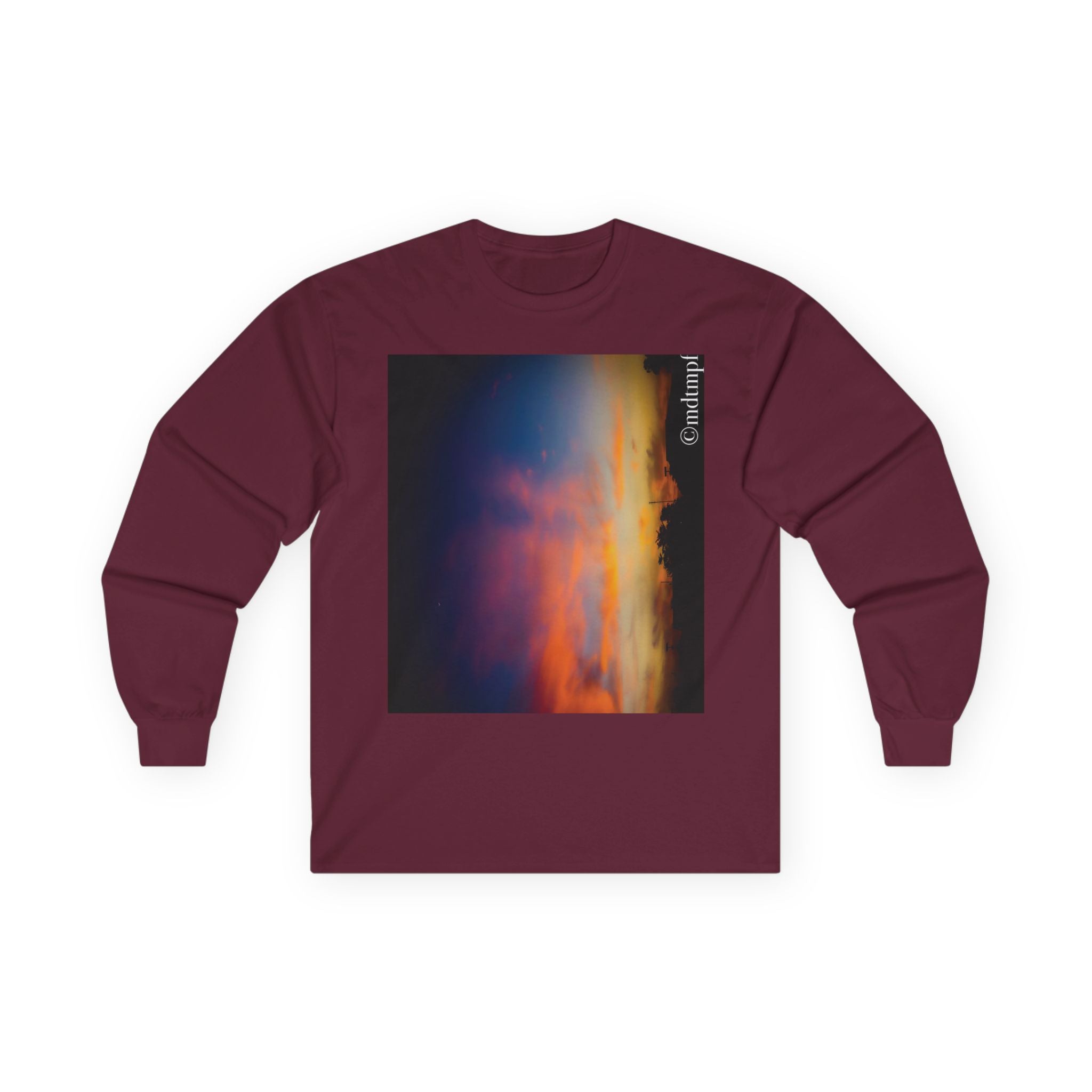 Long Sleeve Tee- Sunset Photo with 'The quality of mercy...' Quote